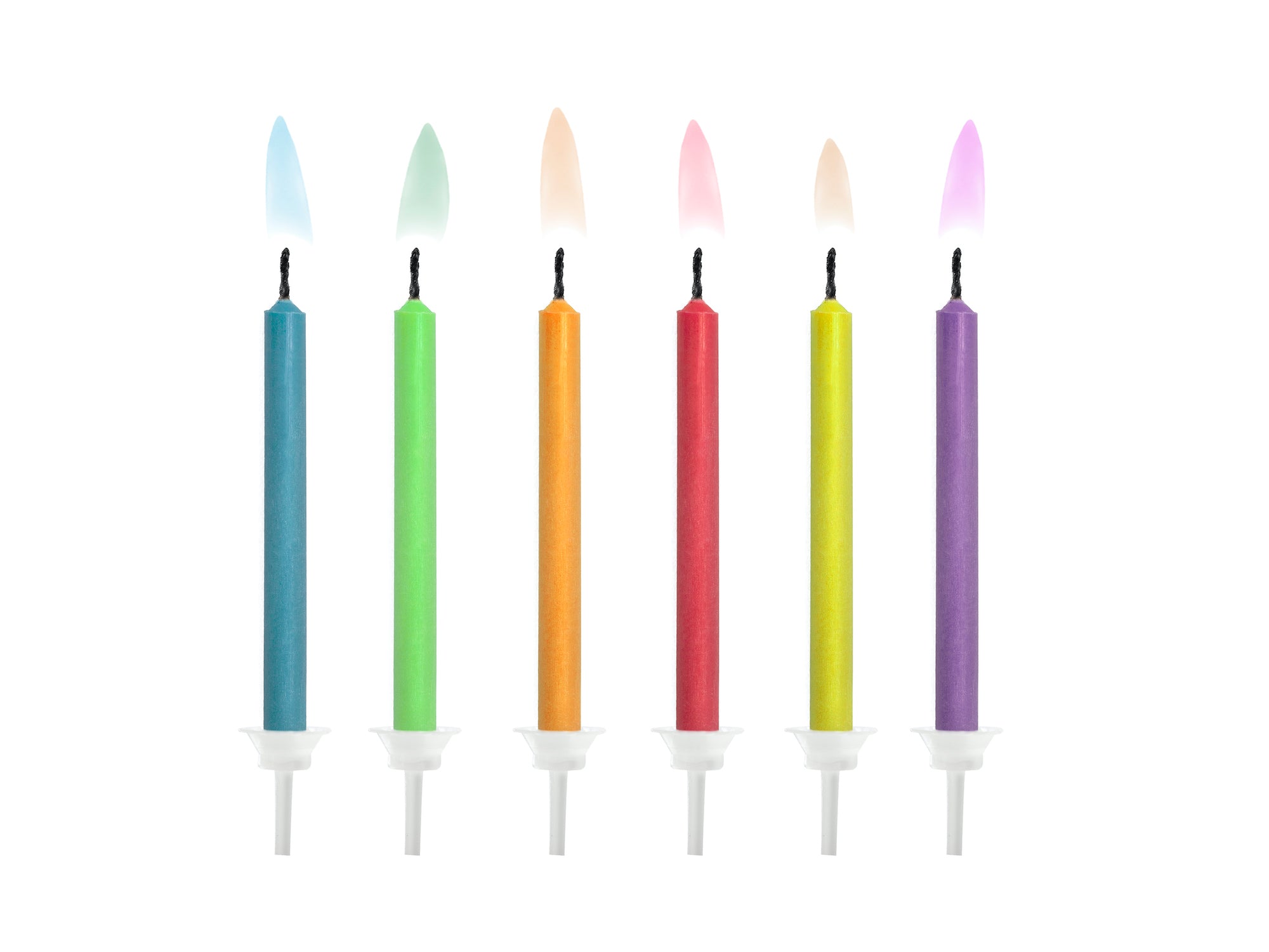 Bougies d'anniversaire Flammes colorées - Pack de 6 pcs PartyDeco 