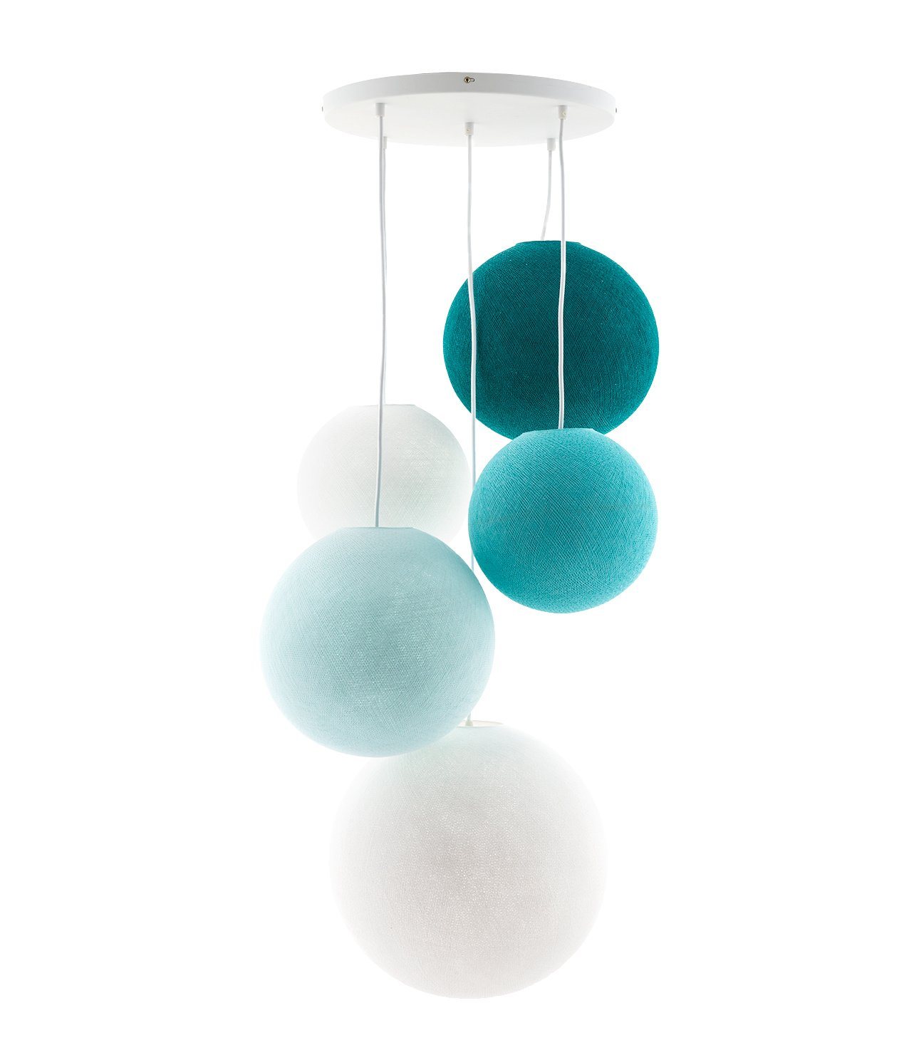 Ocean Blues - Suspension 5 globes Cotton Ball Lights 