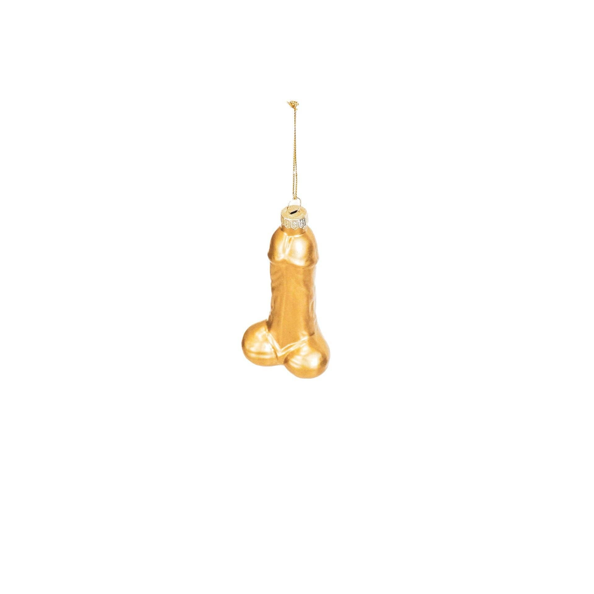 Cintre de Noël HV Golden Penis, lot de 2, verre, 3,5 x 6 x 10,5 cm Housevitamin bv 