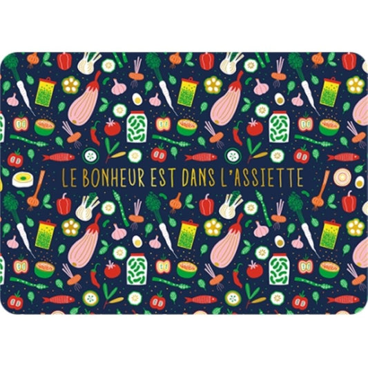 Le bonheur est dans l'assiette - Set de table dorure Cartes d'art 
