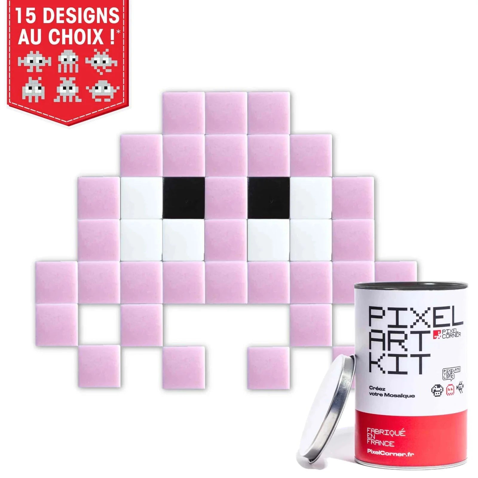 Little Alien - Art kit mosaïque Pixel Corner Rose 