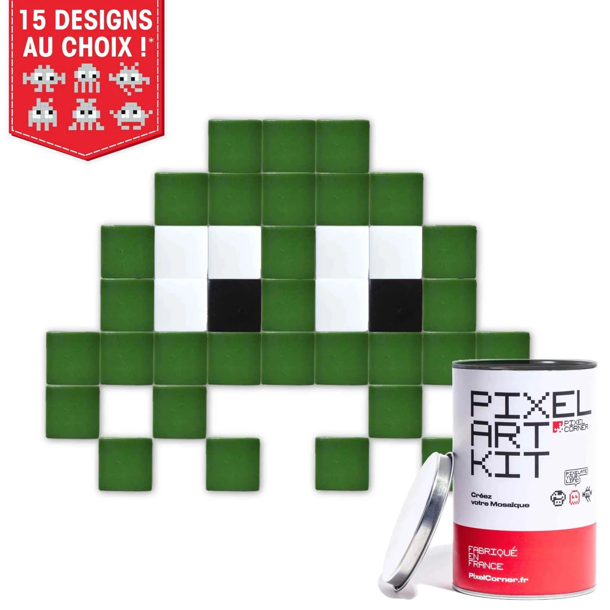 Little Alien - Art kit mosaïque Pixel Corner Vert Foncé 