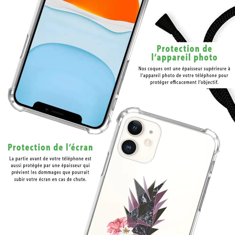 Ananas Fleuri - Coque iPhone 11 avec cordon Housses pour téléphones mobiles Evetane 