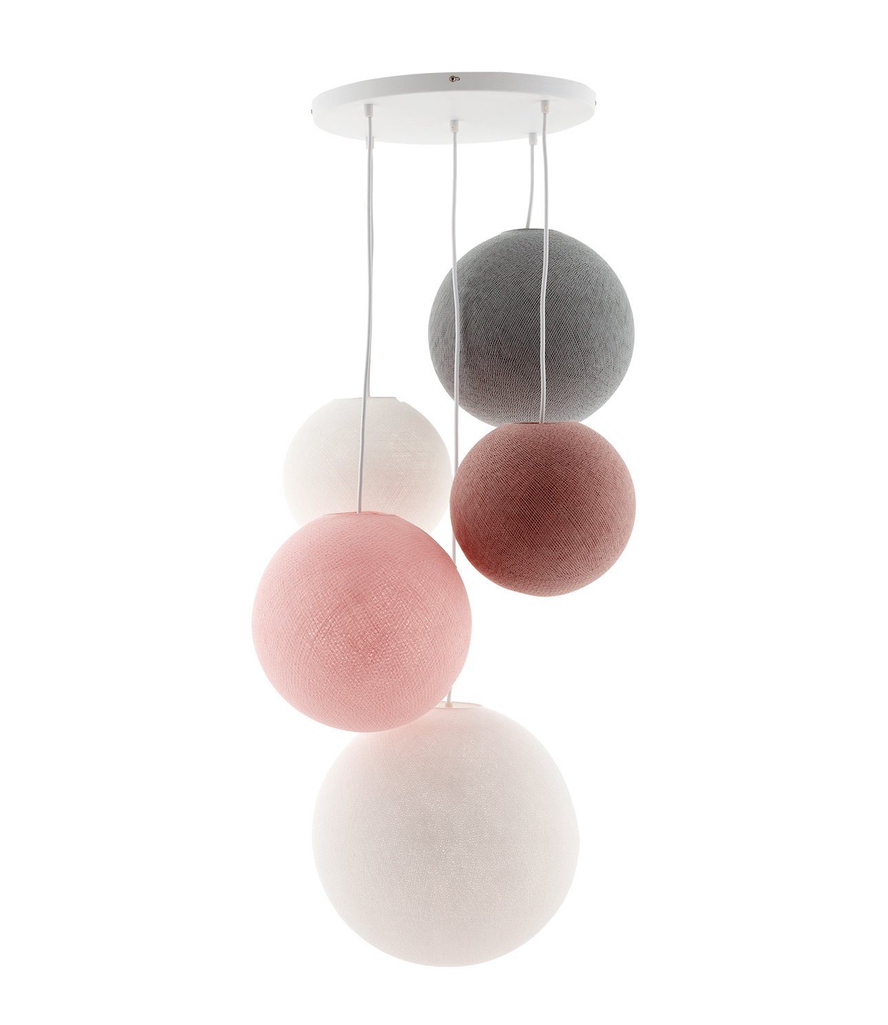 Blushy Greys - Suspension 5 globes Cotton Ball Lights 