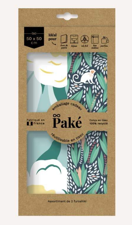 Furoshiki - Emballage cadeau réutilisable 2pcs 50x50cm Paké 