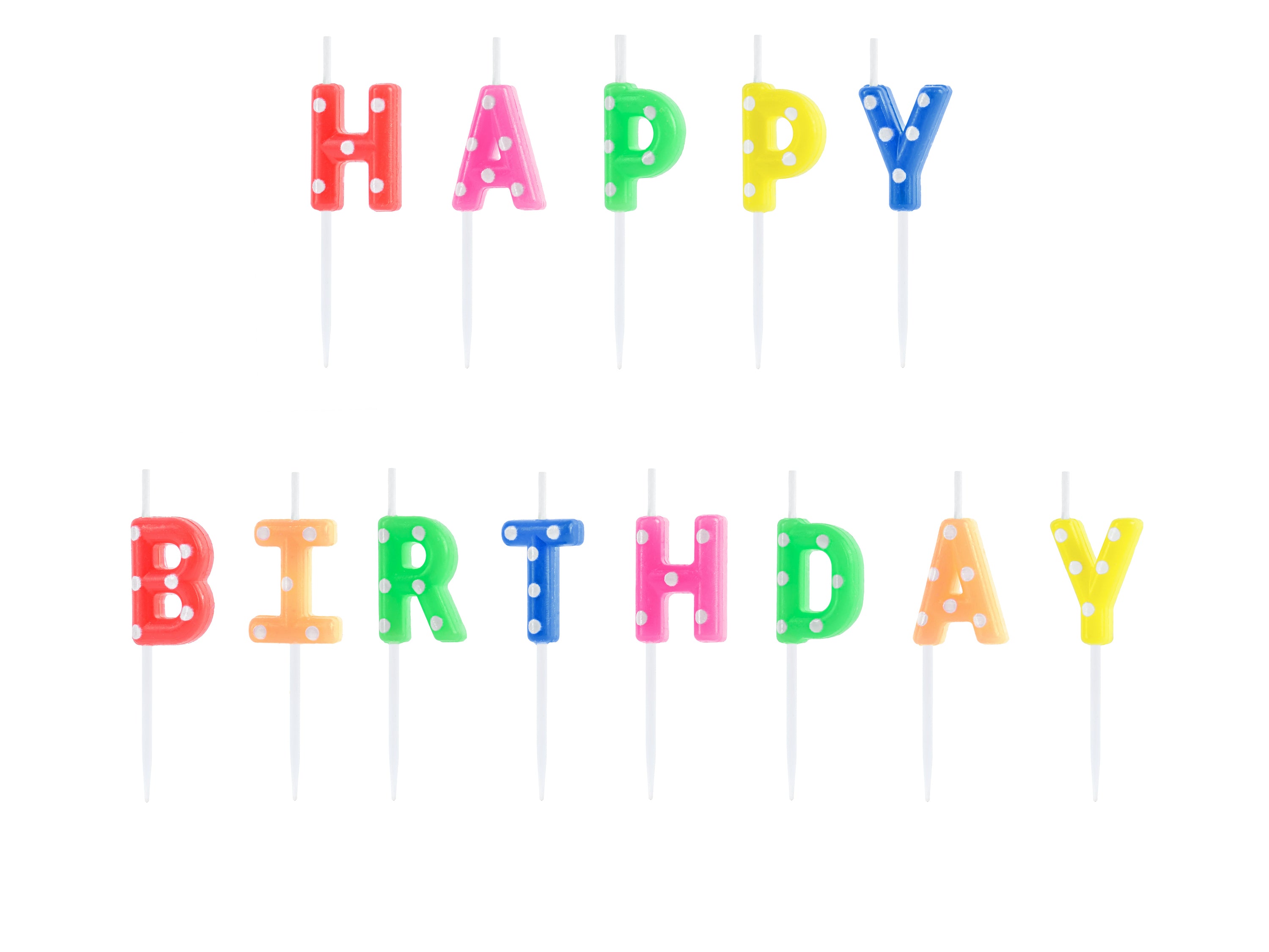 Happy Birthday - Pack de 13 bougies d'anniversaire PartyDeco 