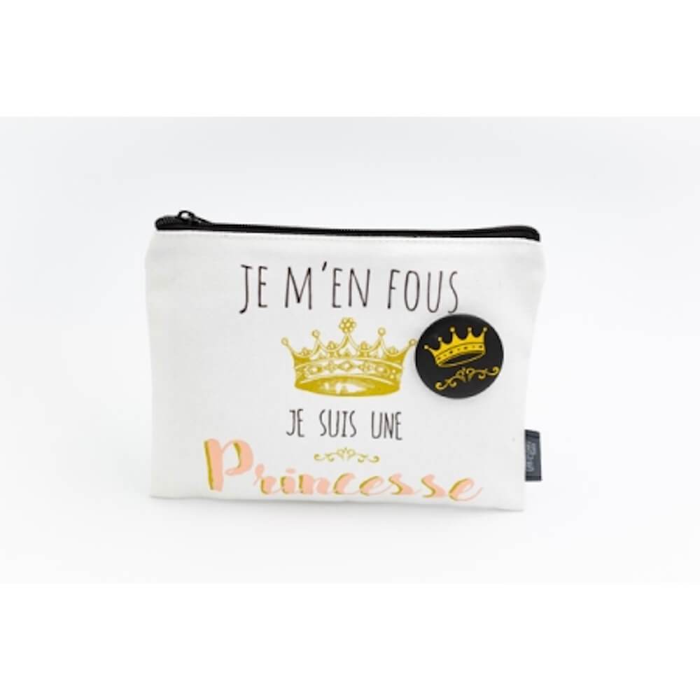 Je m'en fous... princesse - Pochette en coton + badge Cartes d'art 