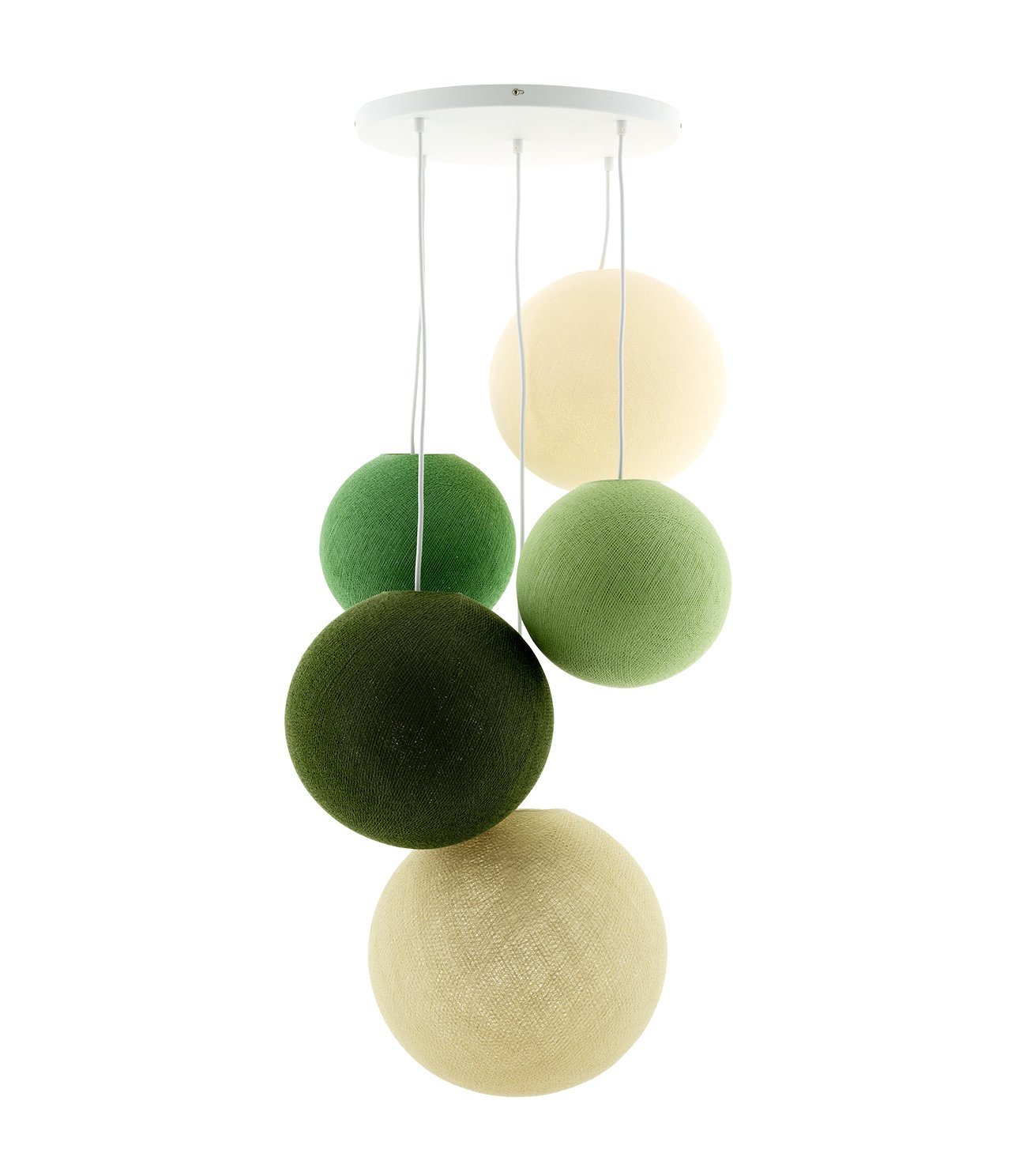 Jungle Greens - Suspension 5 globes Cotton Ball Lights 