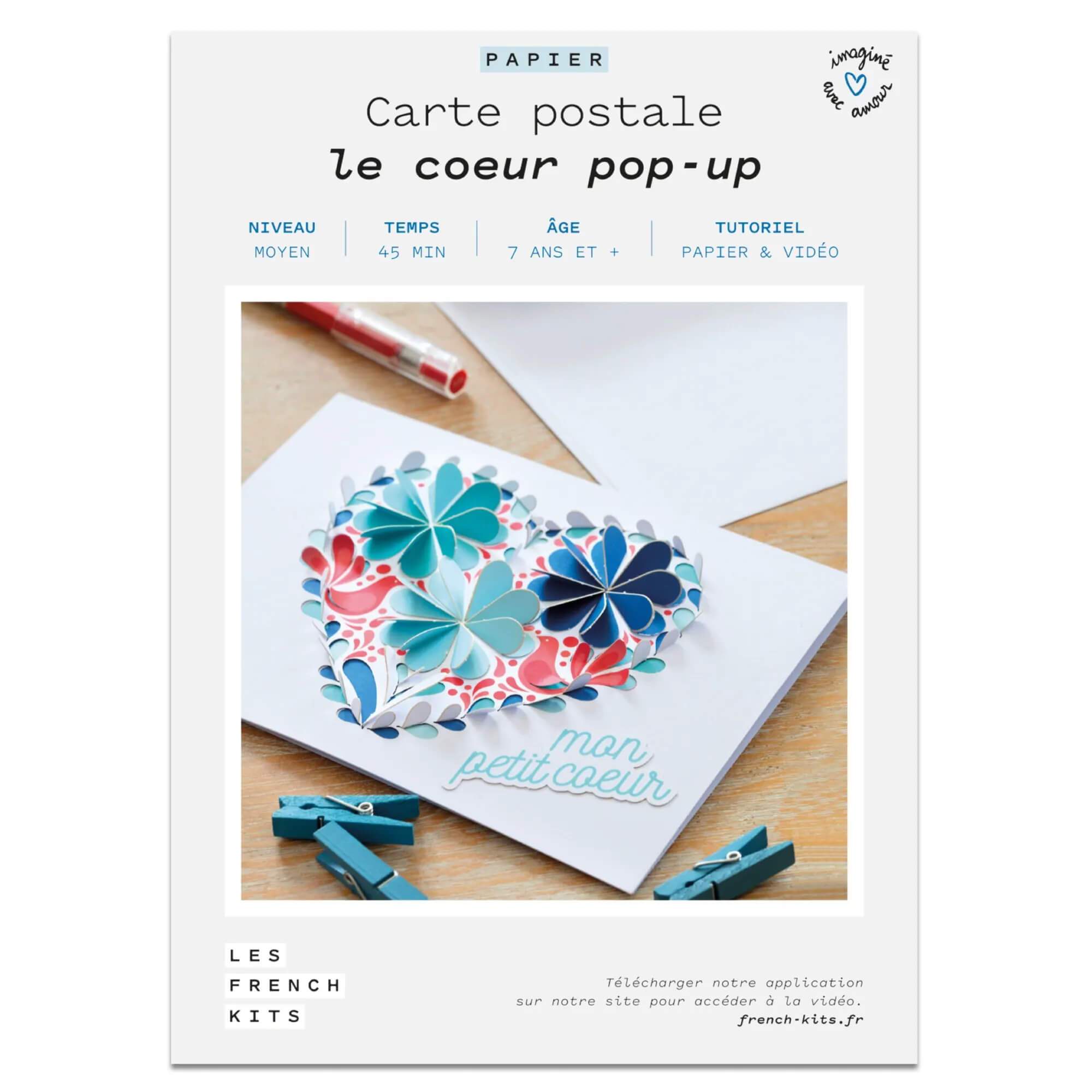 Le coeur pop-up - Carte postale DIY Les French Kits 
