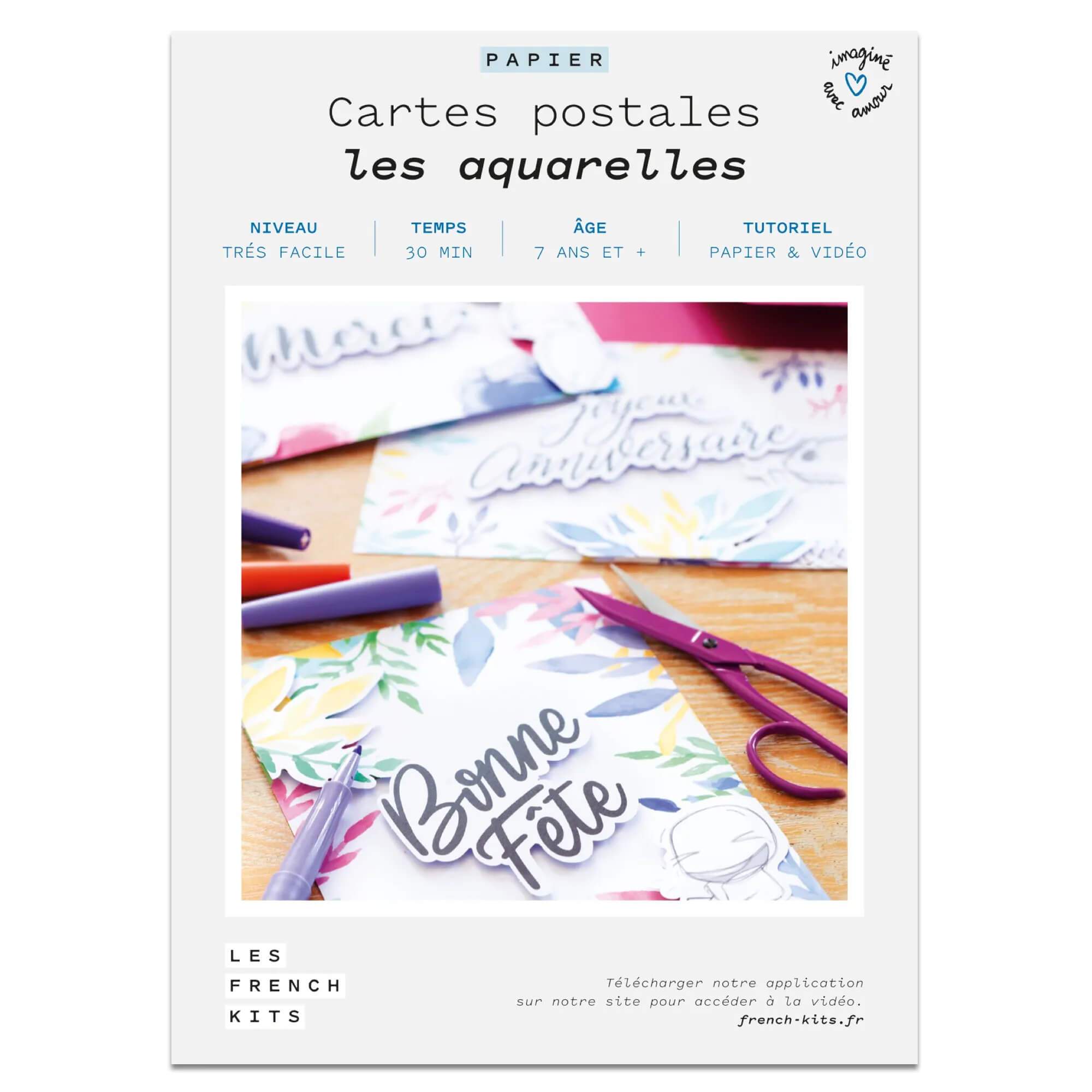 Les aquarelles - Cartes postales DIY Les French Kits 