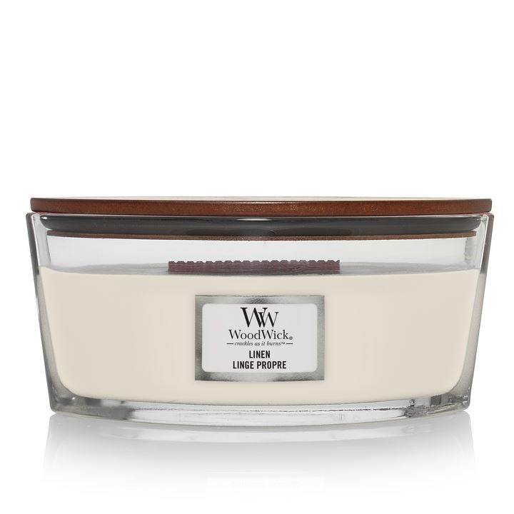 Linge propre - Bougie Ellipse WoodWick 