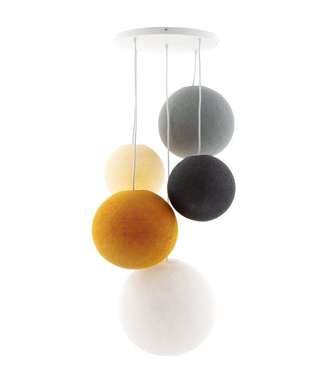 Mustard Glows - Suspension 5 globes Cotton Ball Lights 