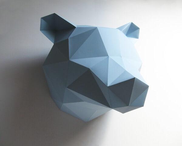 Paper Bear - Trophée en papier Assembli Sky Blue 