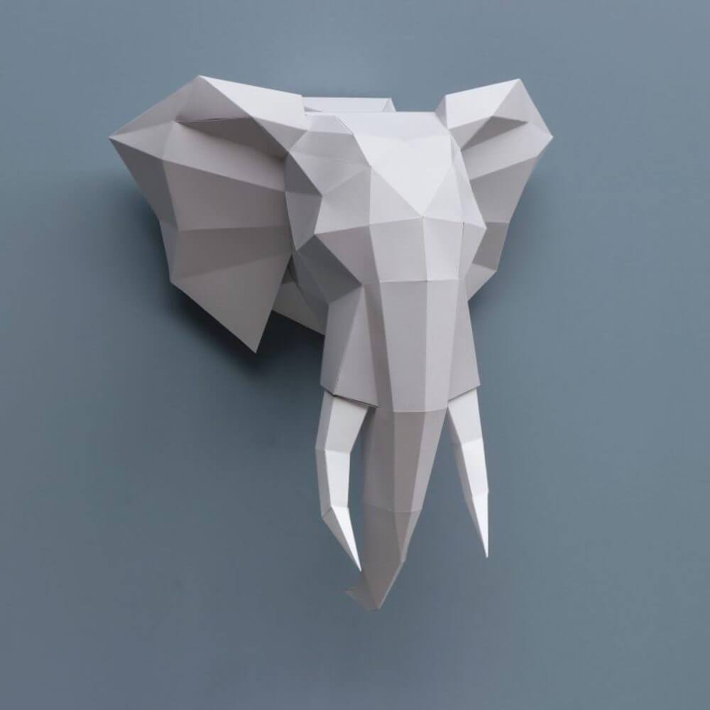 Paper Elephant - Trophée en papier Assembli Concrete Grey 
