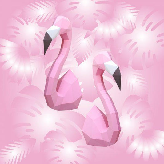 Paper Flamingo x2 - Trophée en papier Assembli Citrus Orange 