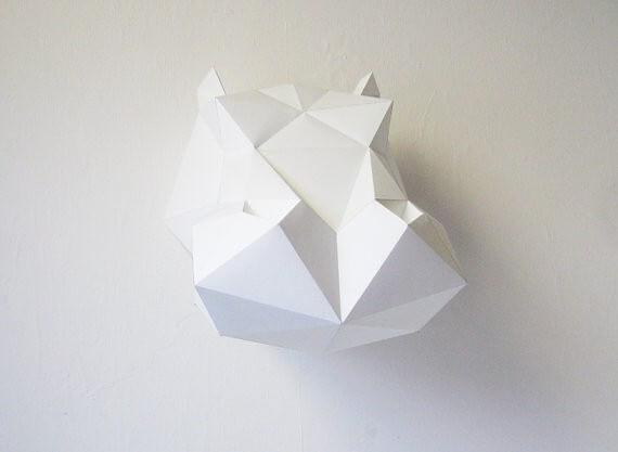 Paper Hippo - Trophée en papier Assembli Bright White 