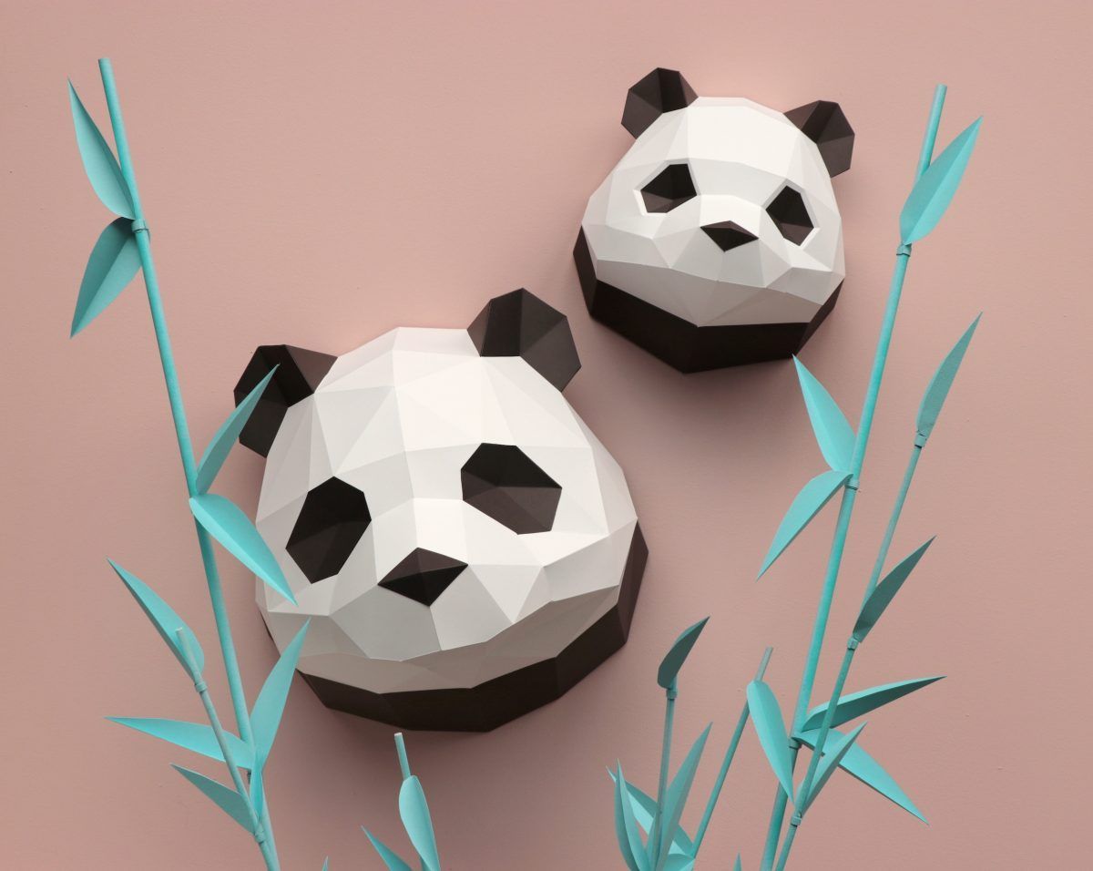 Paper Panda Baby - Trophée en papier Assembli 