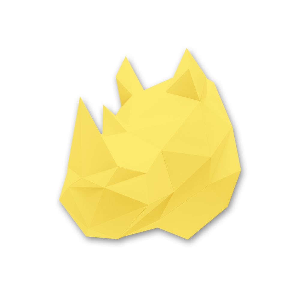 Paper Rhino - Trophée en papier Assembli Bright Yellow 