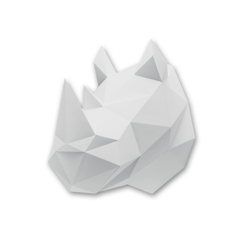 Paper Rhino - Trophée en papier Assembli Concrete Grey 