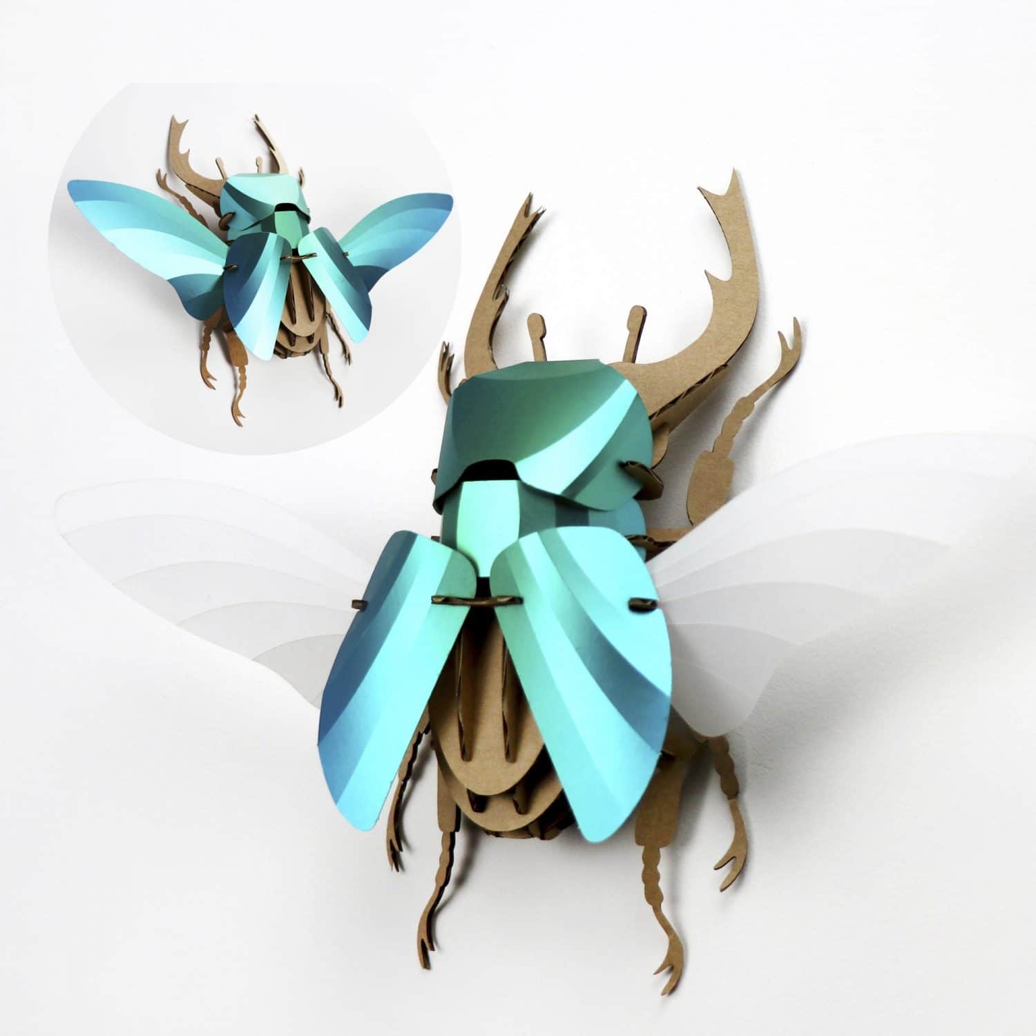 Stag Beetle - Kit insecte en carton Assembli Glossy caribbean green 